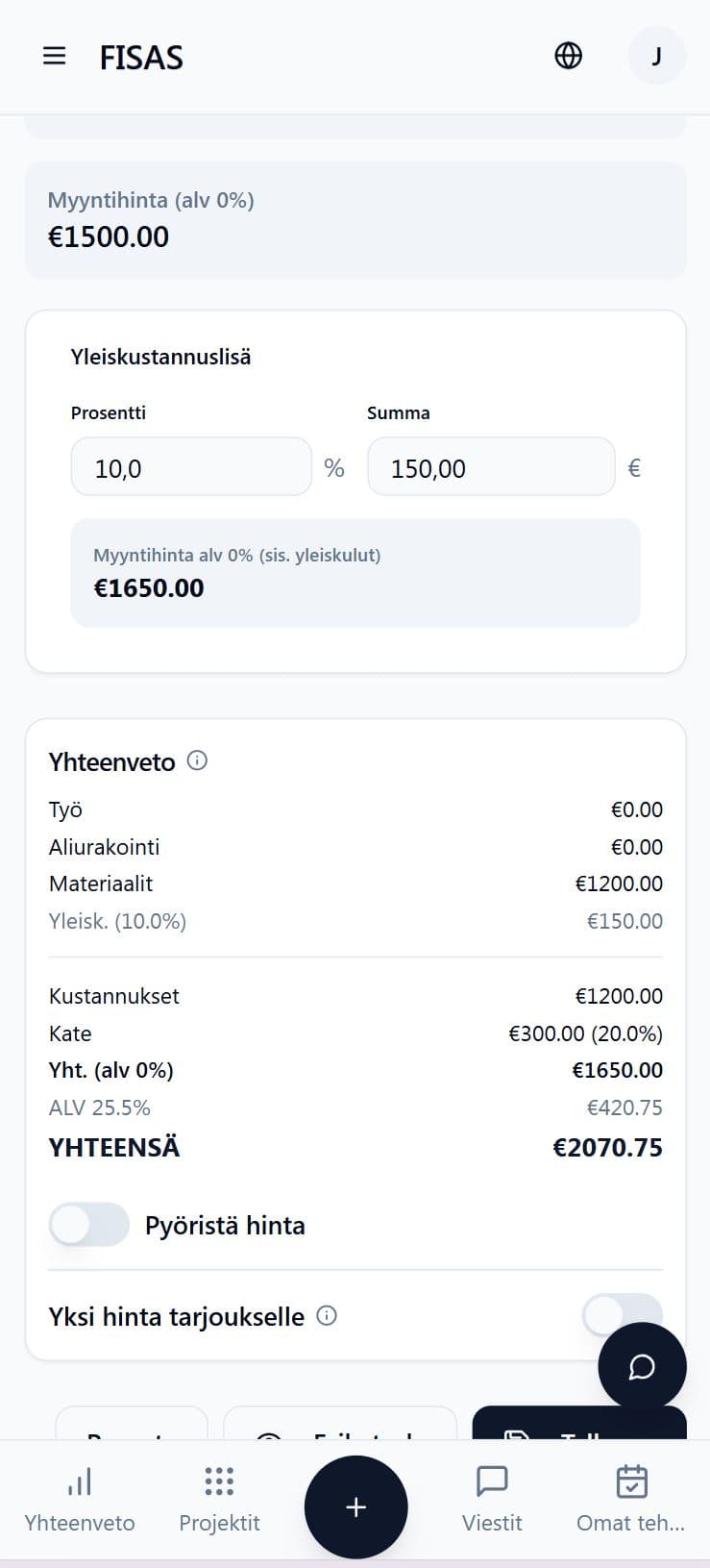 Cost estimation